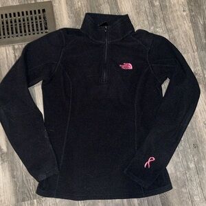 Northface woman’s black / pink breast. Cancer awareness half zip - small